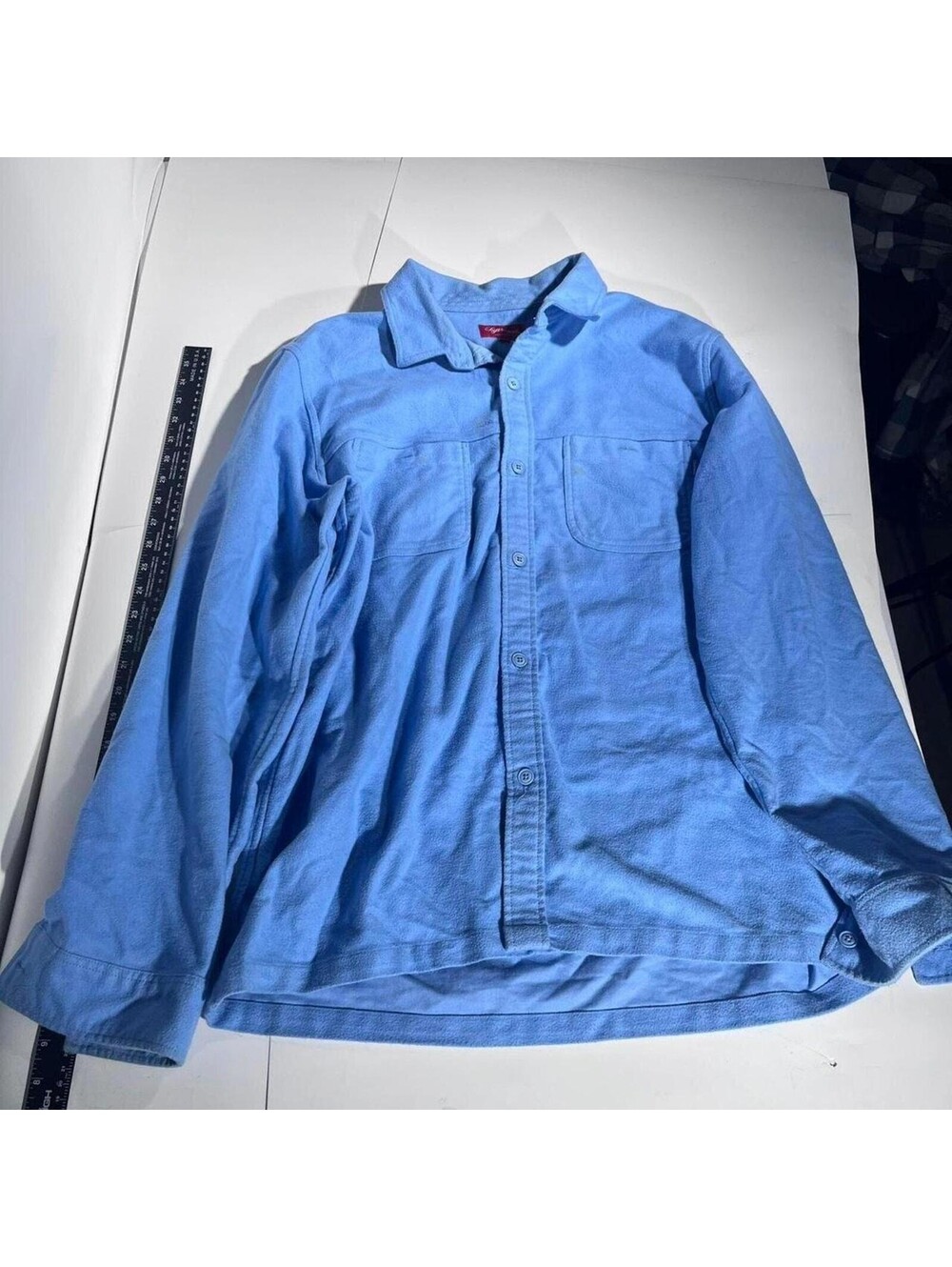Supreme Fleece Blue Button Up pocket shirt size xl